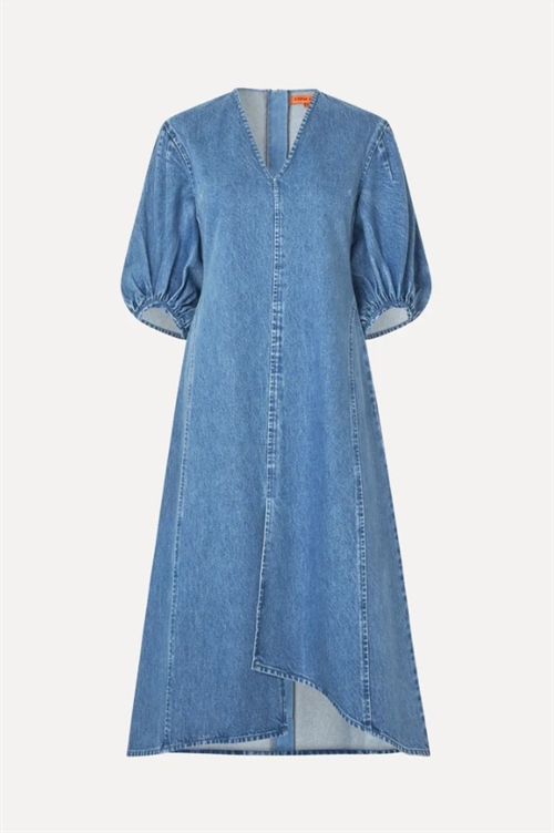 STINE GOYA VOLUME SLEEVES MIDI DRESS DENIM BLUE